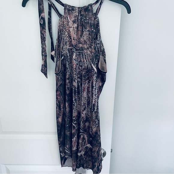 B.L.E.U. Halter Tie Sparkly Dress Ruffle Neck Size L - Picture 12 of 16